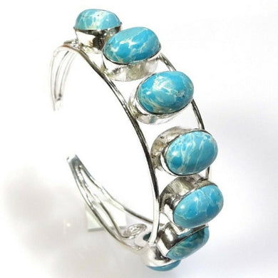 Larimar Bangle with Oval & Teardrop Stones